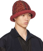 Nicholas Daley Red & Black Hand-Crocheted Bucket Hat