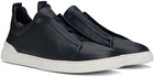 ZEGNA Navy Triple Stitch Sneakers