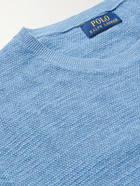 POLO RALPH LAUREN - Logo-Embroidered Cotton and Linen-Blend Sweater - Blue