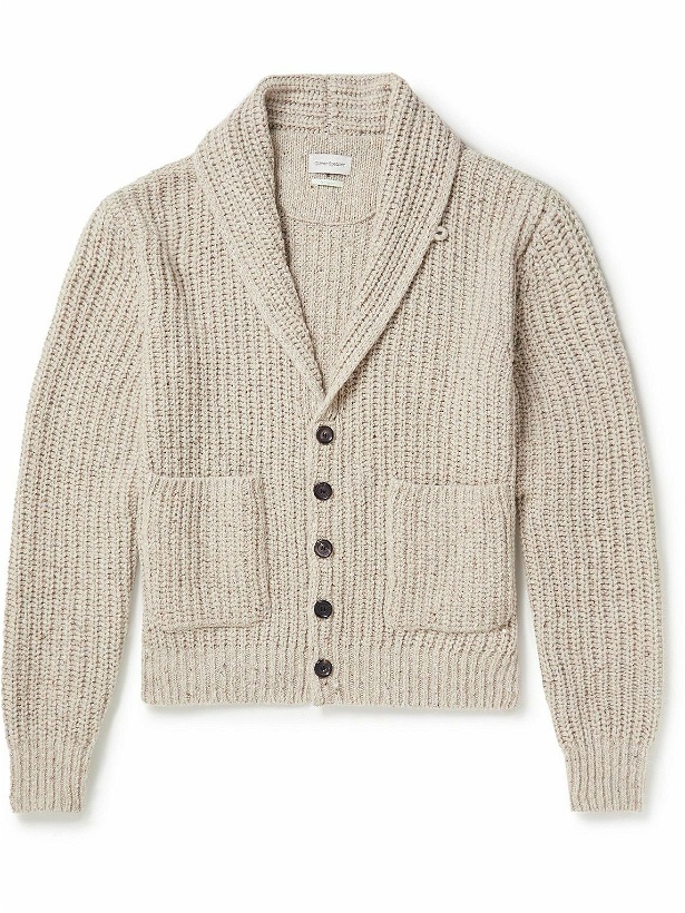 Photo: Oliver Spencer - Orkney Shawl-Collar Ribbed Wool-Blend Cardigan - Neutrals