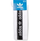 adidas Originals - Three-Pack Logo-Intarsia Stretch-Jersey Socks - Black
