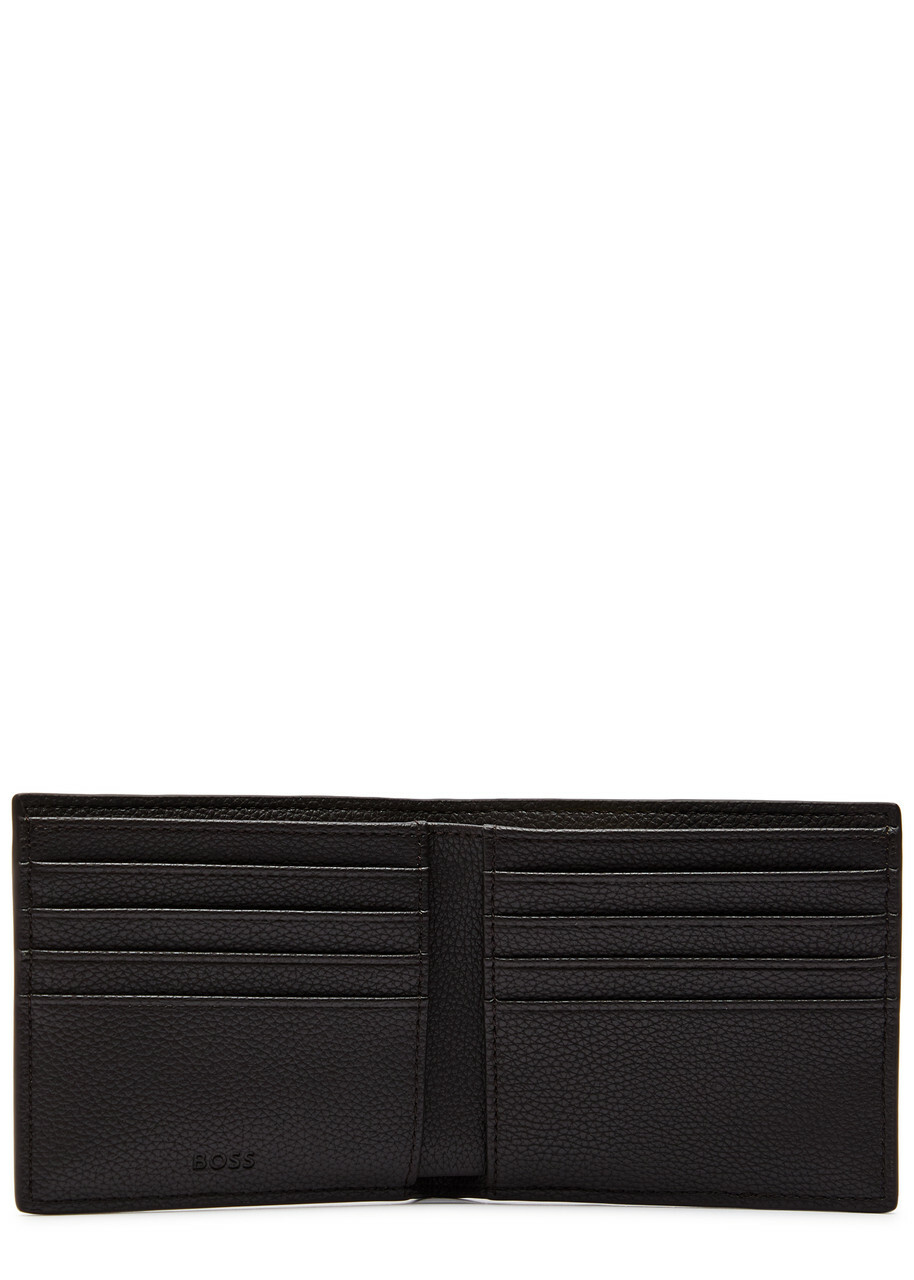 Boss Ray Logo Grained Leather Wallet - Dark Brown - One Size