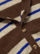 Pop Trading Company - Striped Knitted Cardigan - Brown