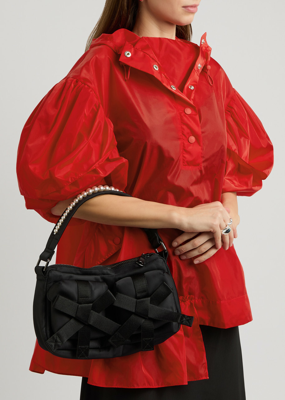 Simone Rocha Ruffled Hooded Nylon Poncho Red