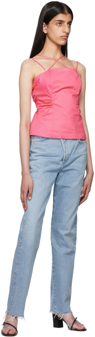 FRAME Pink Tie Back Tank Top
