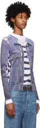 Y/Project Blue & White Jean Paul Gaultier Edition Trompe L'Oeil Denim Jacket T-Shirt