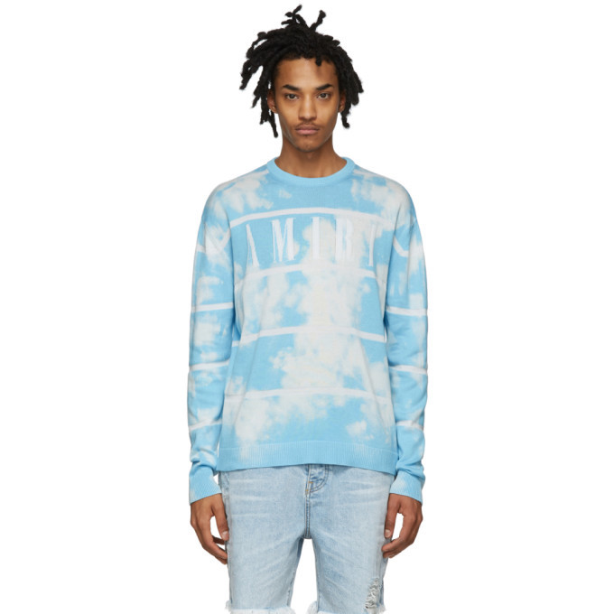 Amiri Blue and White Cashmere Striped Sweater Amiri