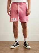 RRR123 - Gymbag Frayed Logo-Print Embroidered Cotton-Jersey Shorts - Pink