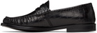 Rhude Black Croc Penny Loafers