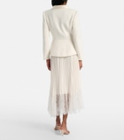 Self-Portrait Bouclé and chiffon midi dress