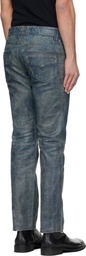 Diesel Blue P-Vyll-Qmbw Leather Pants