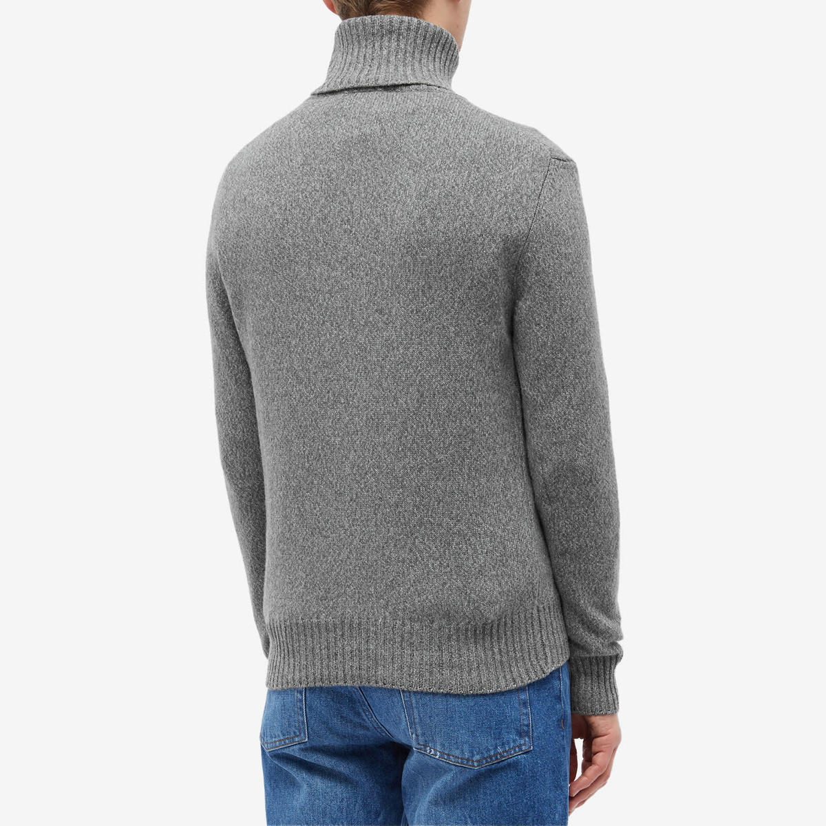 AMI Paris Men's Tonal Heart Cashmere Roll Neck Knit in Heather Grey AMI