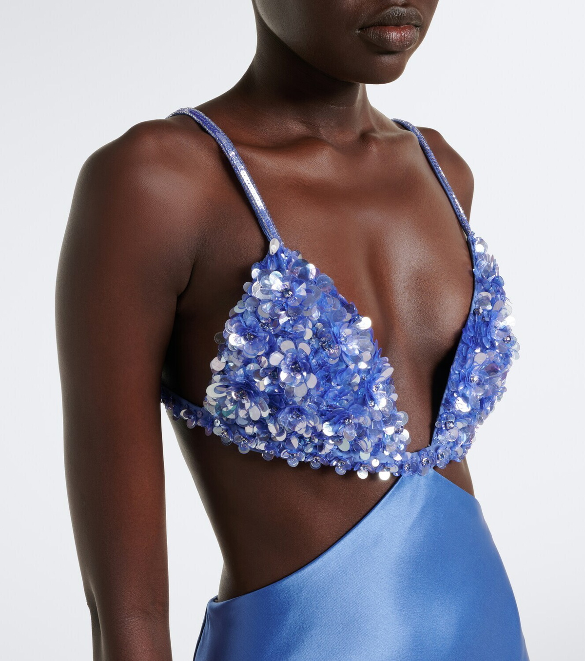 Retrofête Taliera embellished satin cut-out minidress