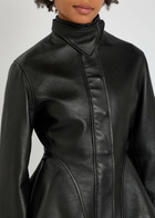 Alaïa Panelled Peplum Leather Jacket Black