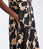 La DoubleJ Buttercup feather-trimmed silk maxi dress