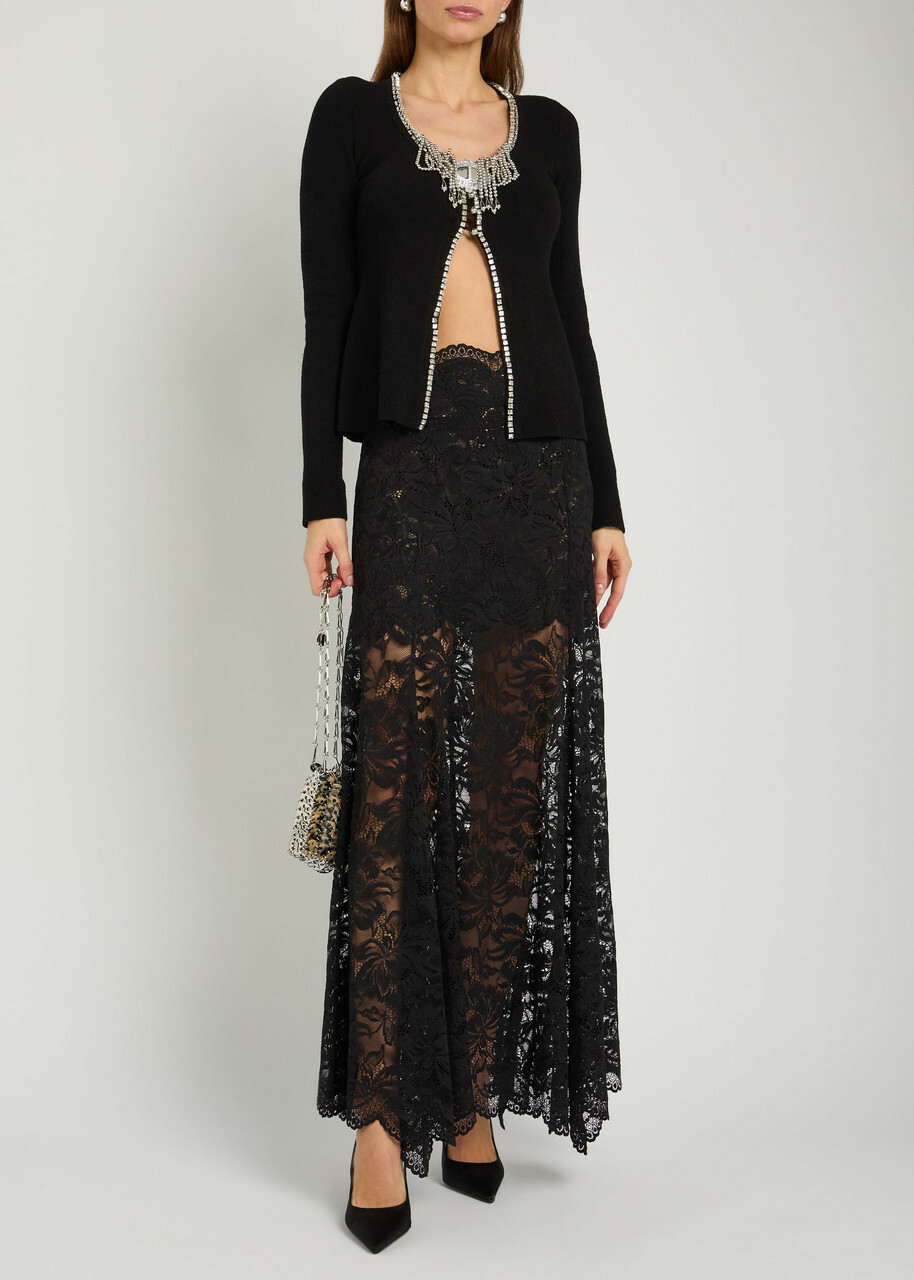 Rabanne Stretch-lace Maxi Skirt Black