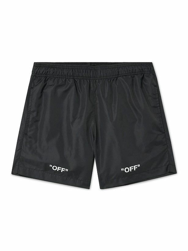Photo: Off-White - Short-Length Printed Swim Shorts - Black