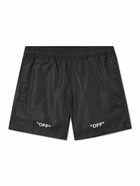 Off-White - Short-Length Printed Swim Shorts - Black