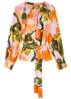 Stine Goya Vianna Floral-print Belted Blouse Orange
