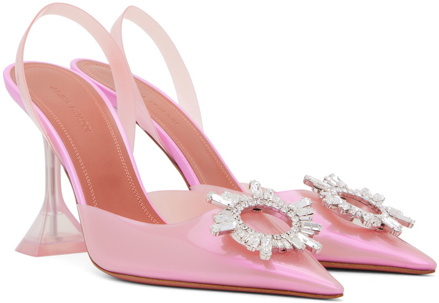 【関税込み】Amina Muaddi ピンク Begum ヒール Amina Muaddi Pink Begum Glass Sling Heels Amina Muaddi