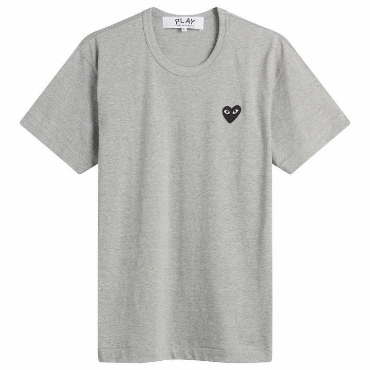 Photo: Comme des Garçons Play U T-Shirt Black Emblem Knit in Grey
