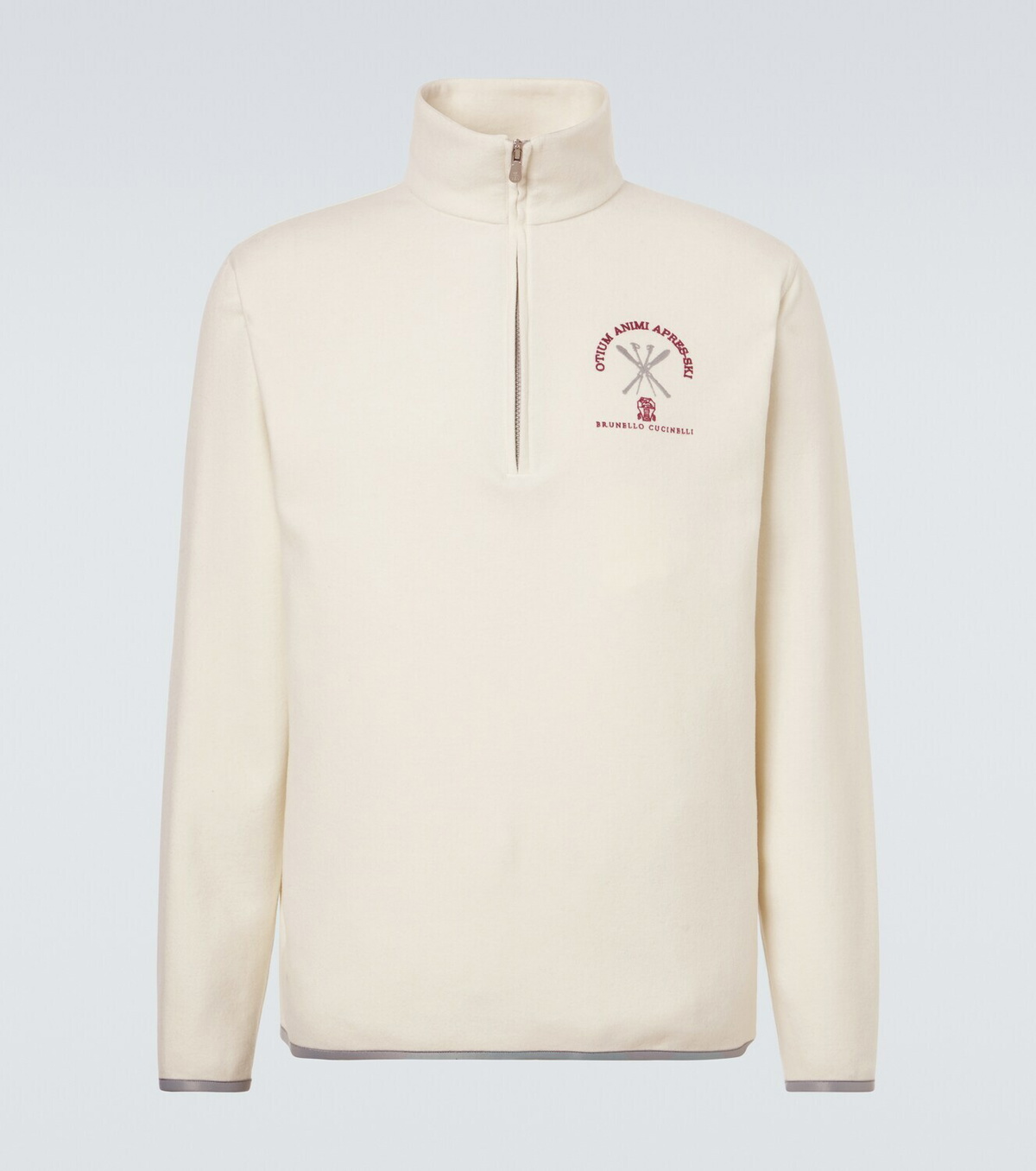 Brunello Cucinelli Cashmere and cotton-blend half-zip sweatshirt