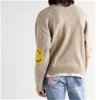 KAPITAL - Oversized Distressed Mélange Intarsia Wool Sweater - Neutrals