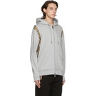 Burberry Grey Vintage Check Panel Zip-Up Hoodie