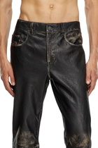 Diesel Distressed leather pants - Pants Mens in Black