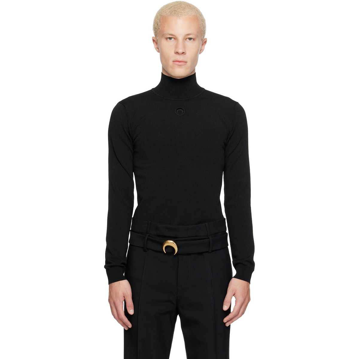 Marine Serre Black Moon Logo Knit Turtleneck