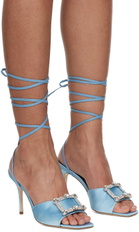 Manolo Blahnik Blue Lenole Pop Fabio Satin Heels