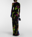 Vetements Floral velvet turtleneck top with gloves