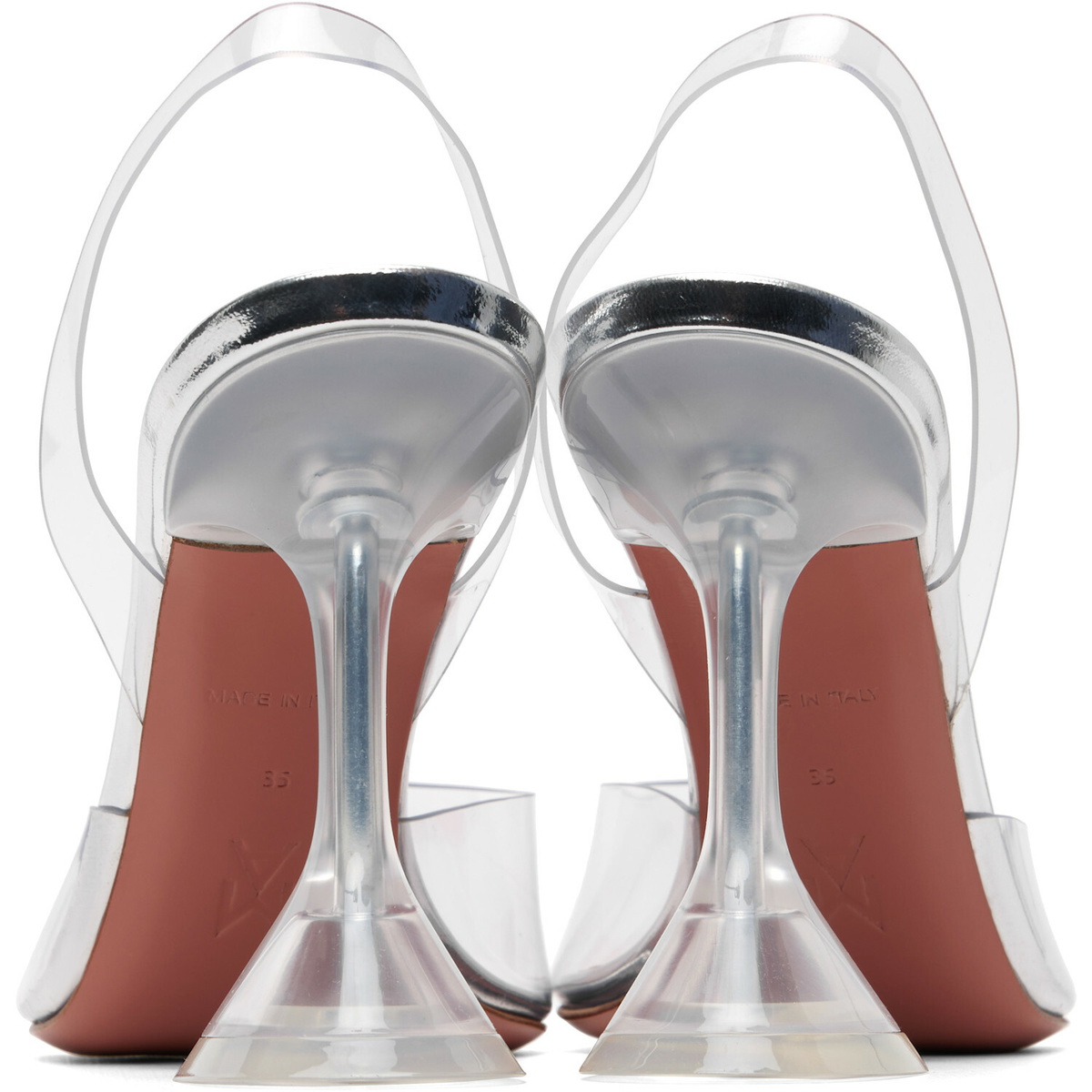 Amina Muaddi Transparent Holli Glass Sling 95 Heels