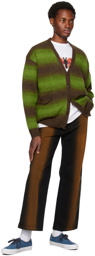 Pop Trading Company Green & Brown Striped Cardigan