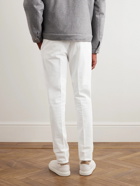 Brunello Cucinelli - Tapered Pleated Cotton-Blend Twill Trousers - White