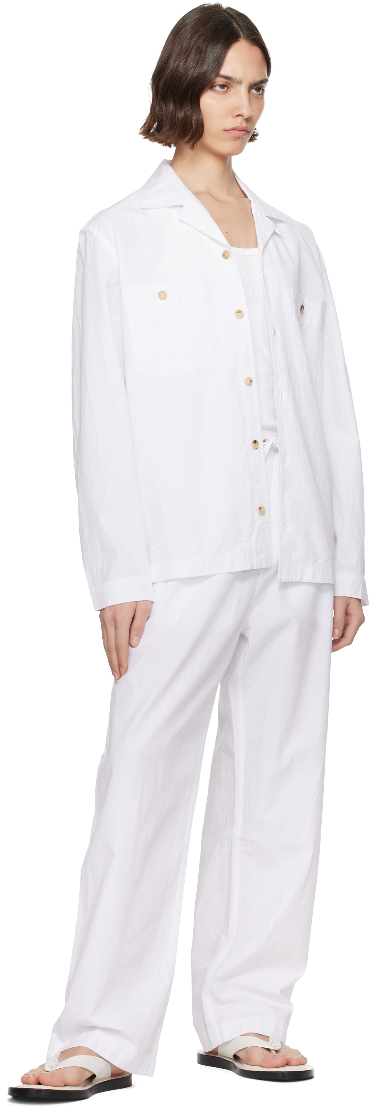 CDLP White Drawstring Trousers