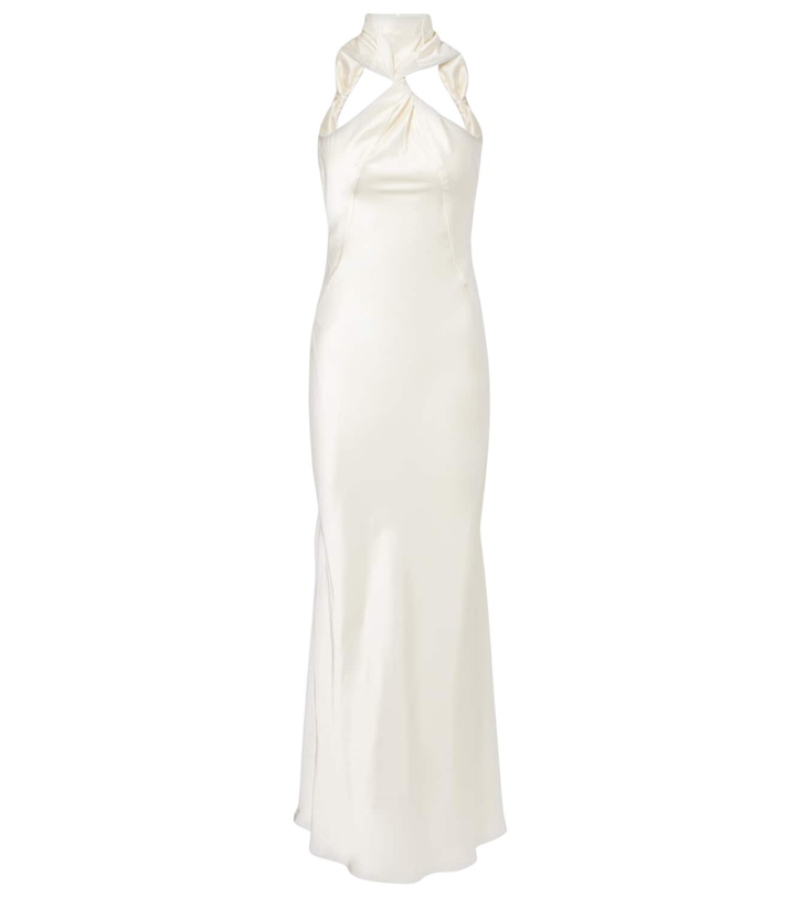 Photo: The Attico Gathered halterneck satin gown
