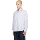 Burberry White & Blue Relaxed Fit Striped Cotton Shirt