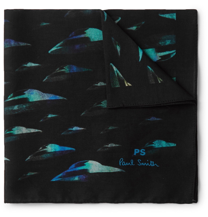 Photo: Paul Smith - Printed Cotton Pocket Square - Black