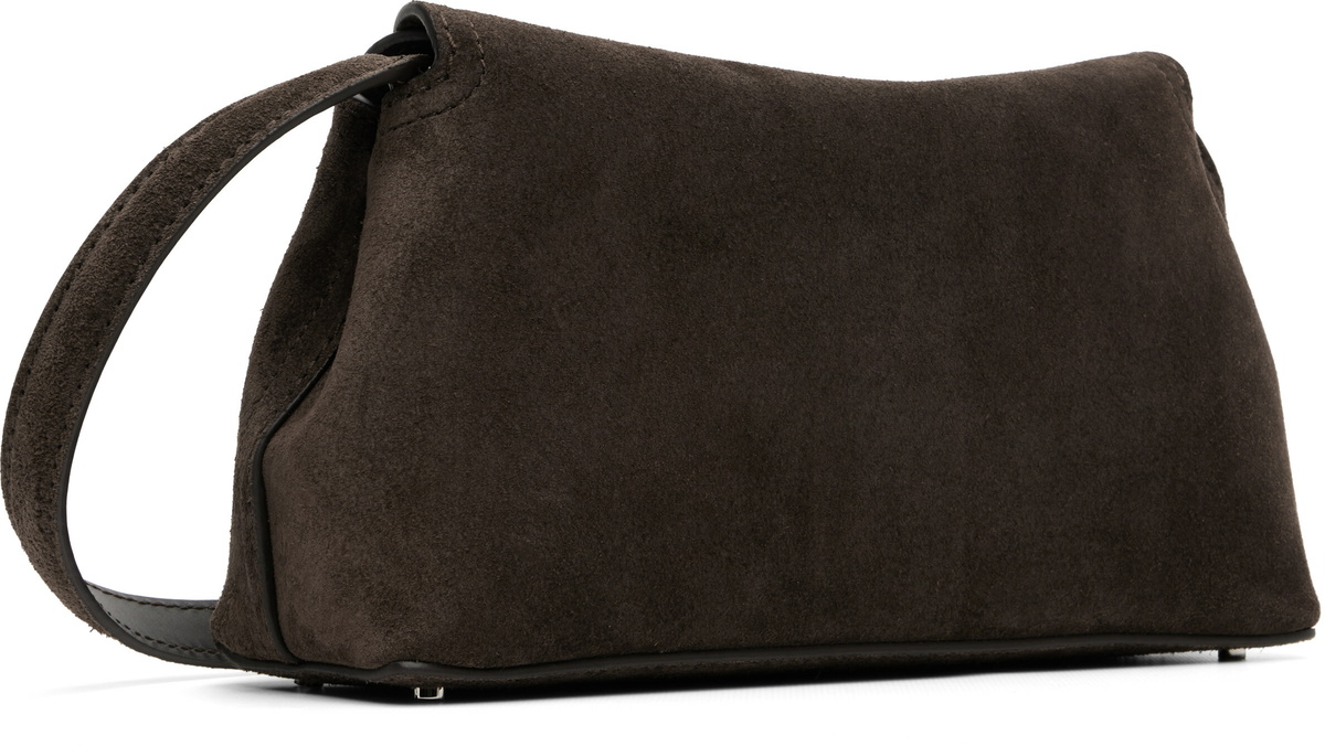 TOTEME Brown T-Lock Suede Top Handle Bag