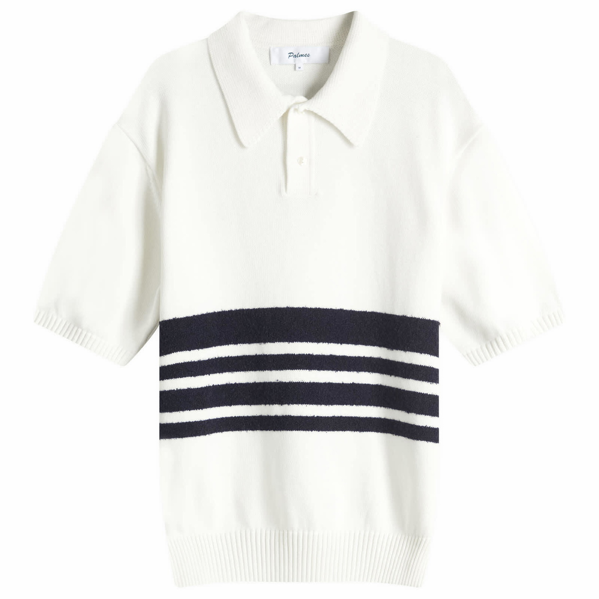 Palmes Men's Panel Knit Polo Shirt in Off-White