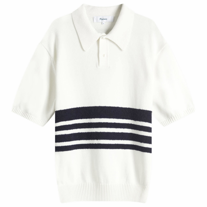 Photo: Palmes Men's Panel Knit Polo Shirt in Off-White