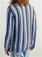 Marni - Logo-Embroidered Striped Cotton Cardigan - Blue