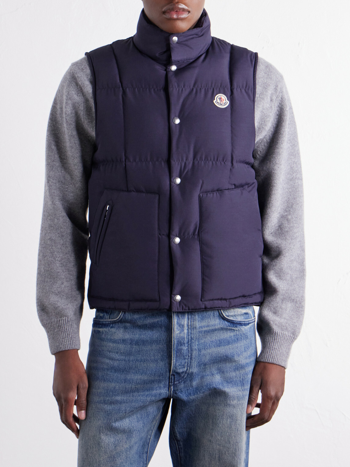 Moncler - Brumellune Logo-Appliquéd Quilted Shell Down Gilet - Blue