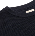 Bellerose - Contrast-Tipped Waffle-Knit Wool Sweater - Blue