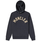 Moncler Men's Varsity Logo Popover Hoody in Navy