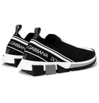 Dolce & Gabbana - Sorrento Logo-Print Stretch-Knit Slip-On Sneakers - Black
