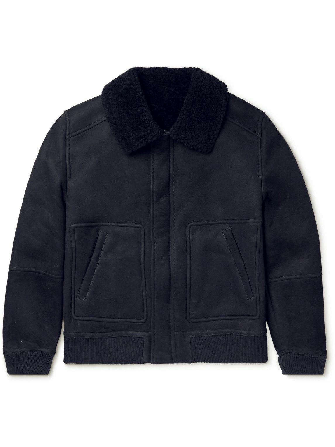Photo: Yves Salomon - Shearling-Lined Suede Jacket - Blue