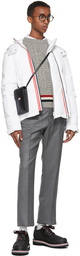 Thom Browne Grey Donegal Filey Cable RWB Stripe Sweater