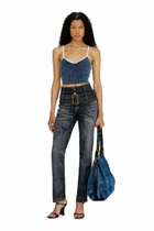 Diesel Crop top in indigo bouclé ribbed knit - T-Shirts Womens in Multicolor